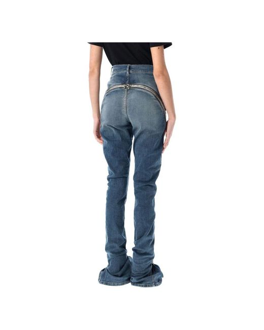 Rick Owens Blue High-Rise Bootcut Jeans