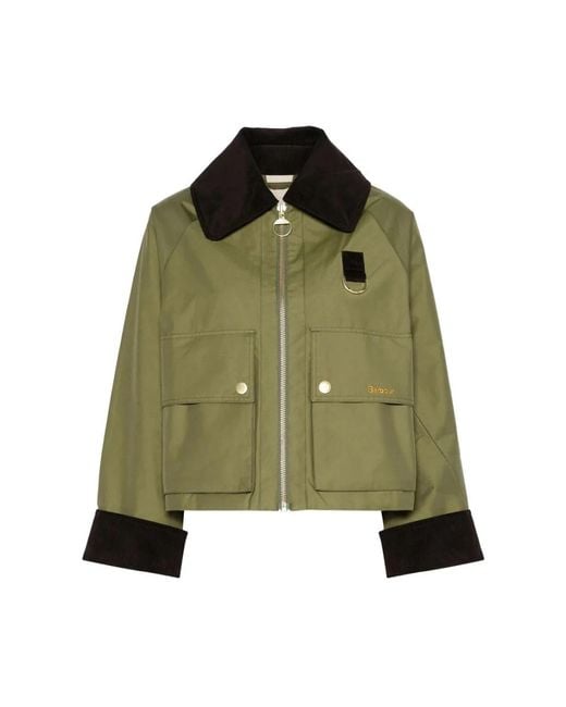 Barbour Green Grüne Freizeitjacke Mit Cordkragen