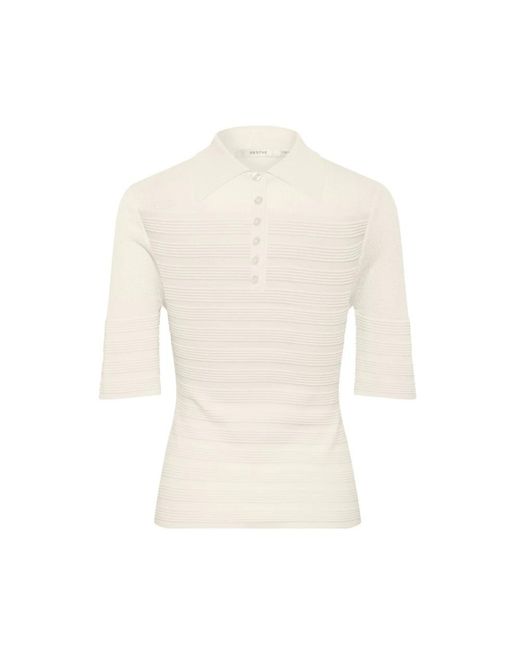 Gestuz Gebreide Polo Top in het White