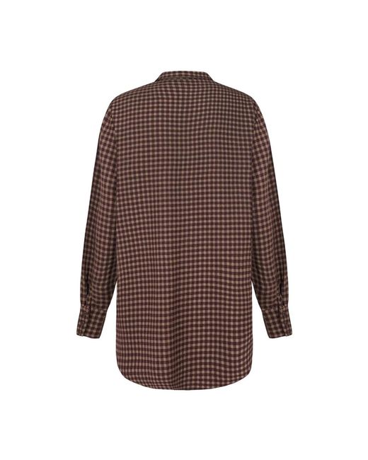 Cortana Overhemden ,Rood ,Wol Bordeaux Geruite Oversized Shirt in het Brown