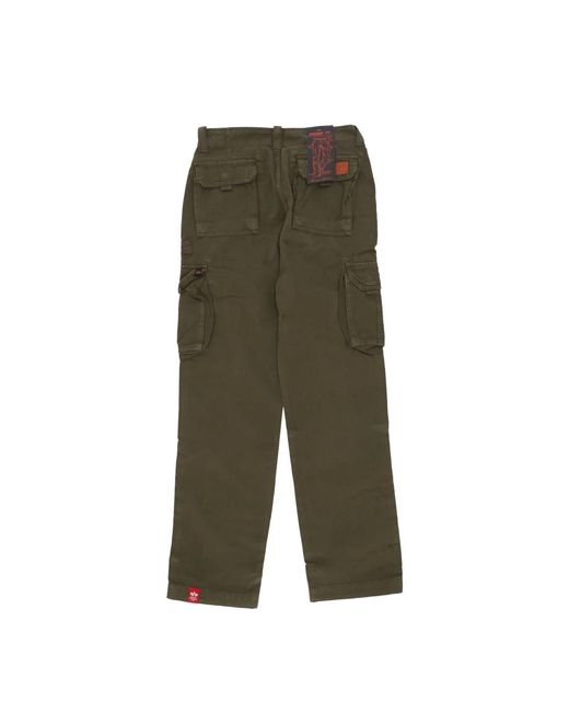 Alpha Industries Green Straight Trousers for men