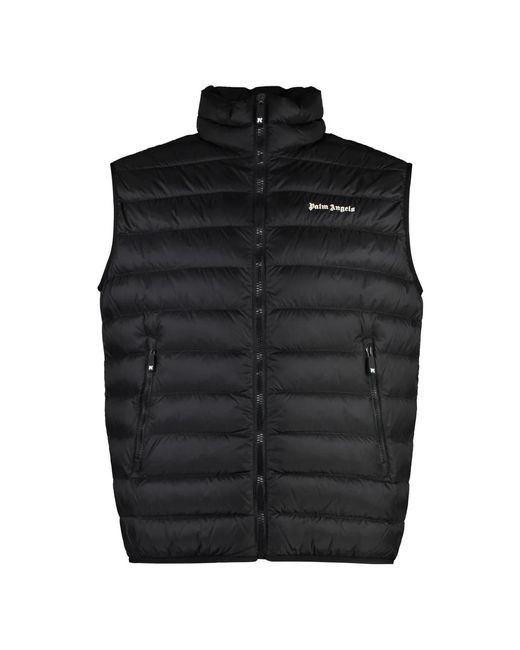 Gilet imbottito con chiusura a zip di Palm Angels in Black da Uomo