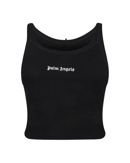 Palm Angels Black Sleeveless Tops