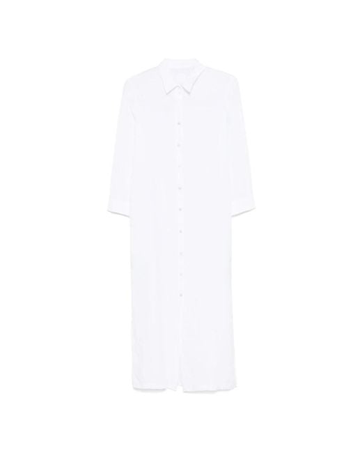 120% Lino White Shirt Dresses