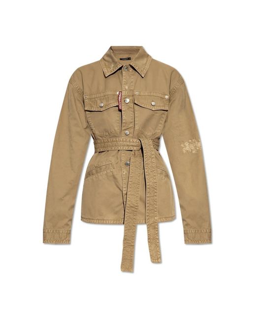 DSquared² Jassen ,Katoen Overhemd Met Riem in het Natural