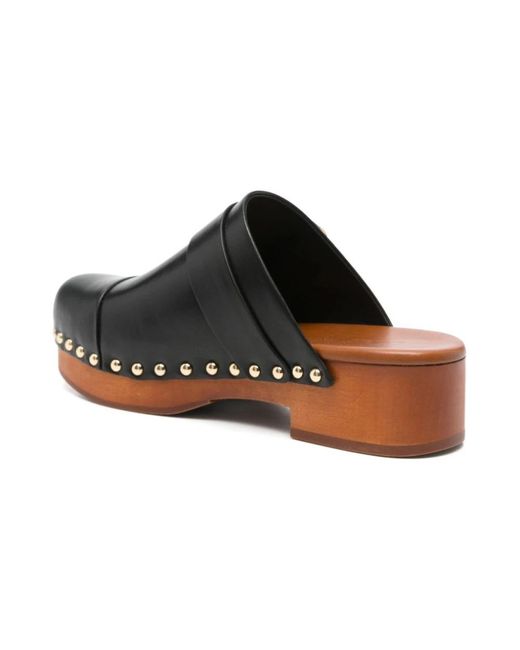 Chloé Black Schwarze Slip-On Sandalen Mit Blockabsatz