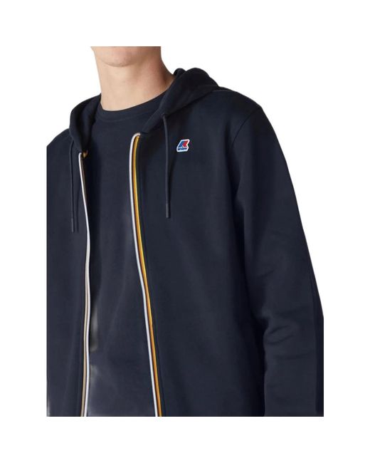 K-Way Blauer Kapuzen-Sweatshirt Mit Durchgehendem Reißverschluss in Blue für Herren