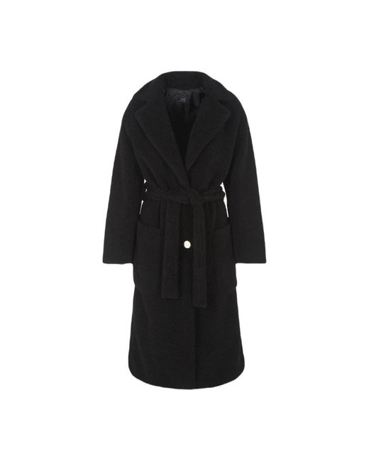 Armani Exchange Black Belted Coats