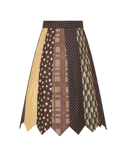 Moschino Patchwork Midi Rok in het Brown