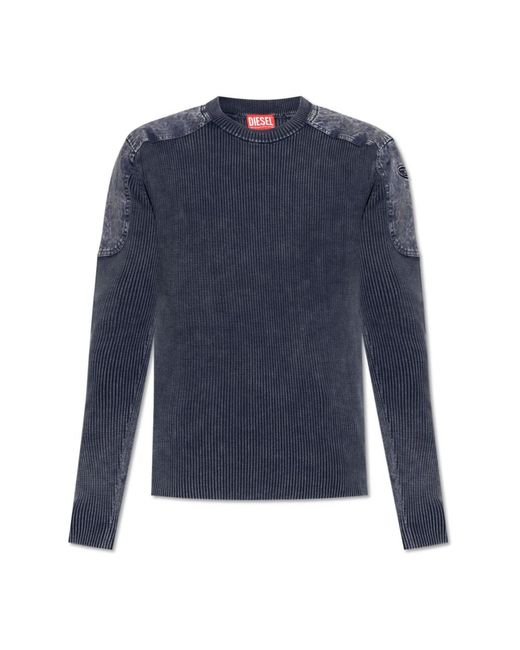 DIESEL Blue Round-Neck Knitwear for men