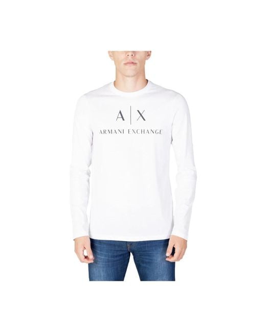 ARMANI EXCHANGE Langarm-T-Shirt Mit Logo-Prints in White für Herren