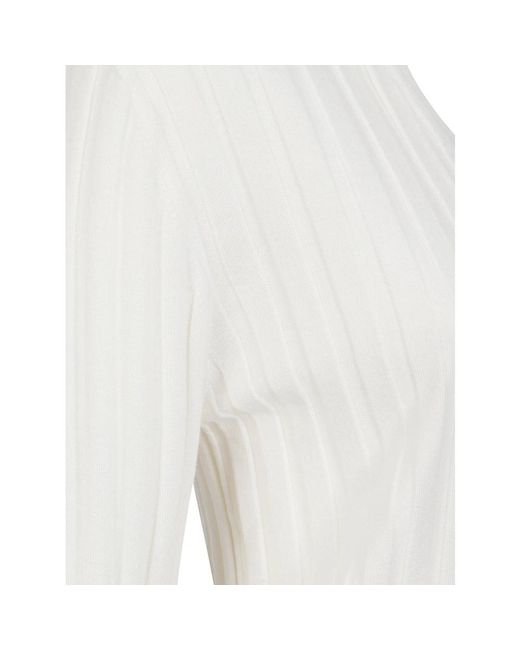 Allude White V-Neck Knitwear