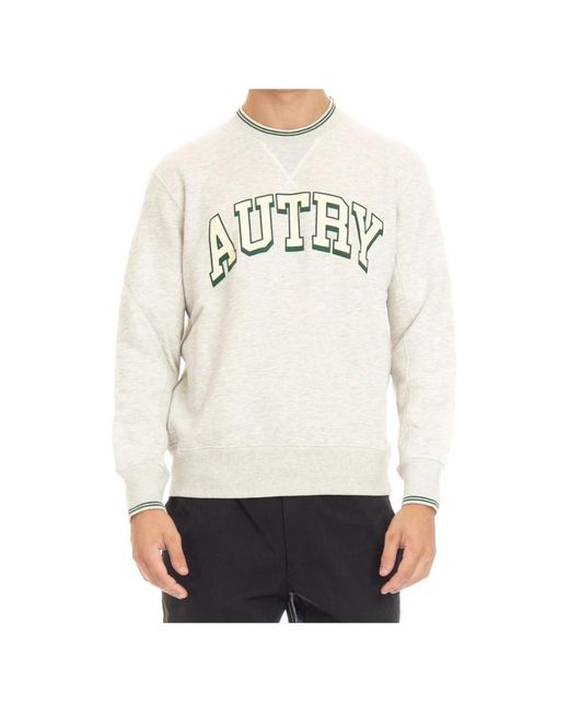 Autry Hoodies & Sweatvesten ,Grijs ,Katoen Grijze Trui Met Contrastbies in het White voor heren