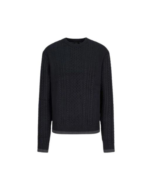 ARMANI EXCHANGE Blue Round-Neck Knitwear for men