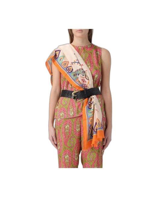 Etro Orange Silk Scarves
