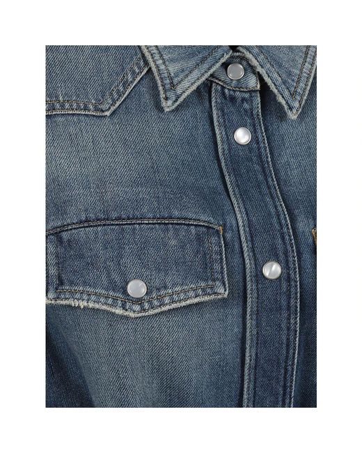 Golden Goose Deluxe Brand Blue Denim Chemisier Kleid