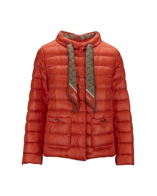 Herno Jassen ,Oranje ,Katoen Button-Up Puffer Jacket in het Red