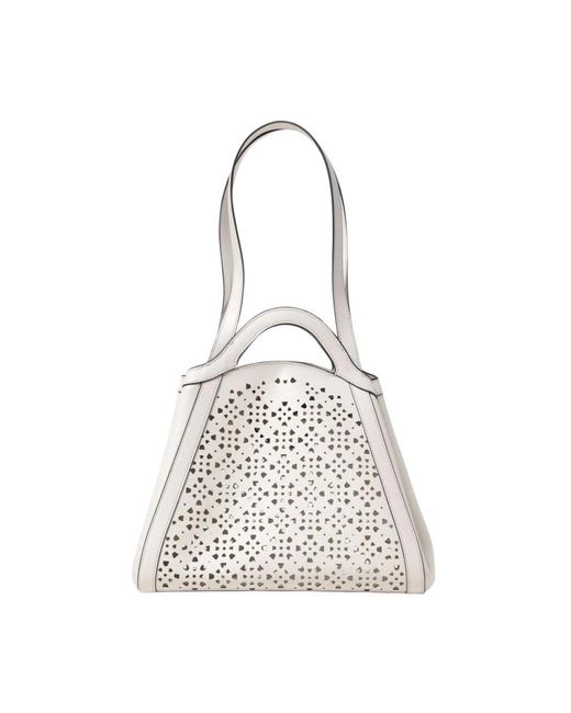 Coccinelle White Perforierte Leder-Tote-Tasche