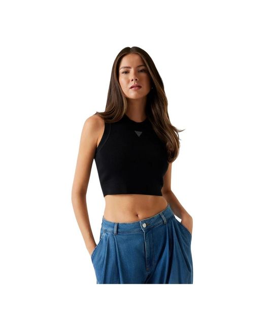 Guess Black Sleeveless Tops
