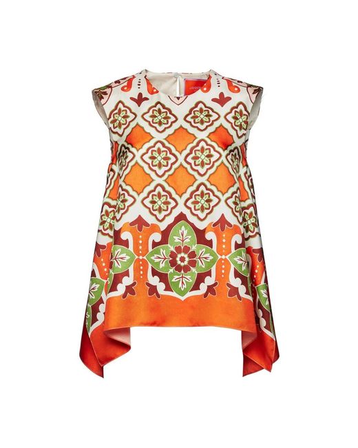 LaDoubleJ Tops ,Veelkleurig ,Silk Twill Statement Top in het Orange