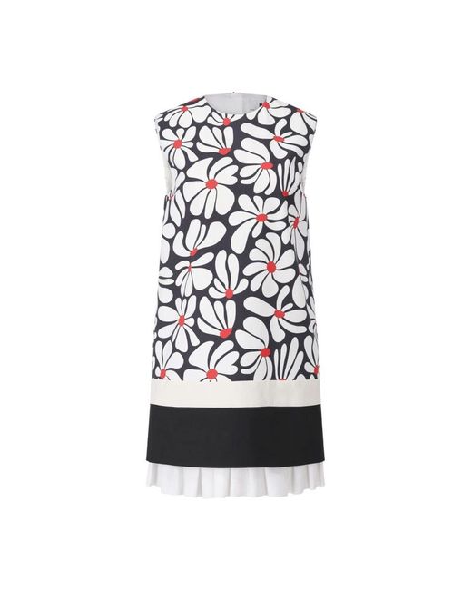 MSGM Black Midikleid Mit Floralem Muster