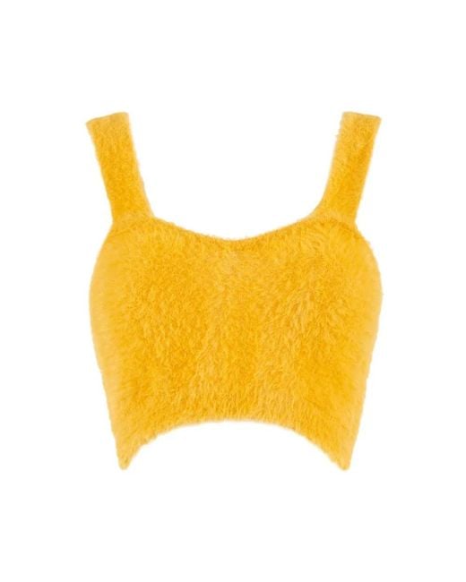 Nenette Yellow Sleeveless Tops