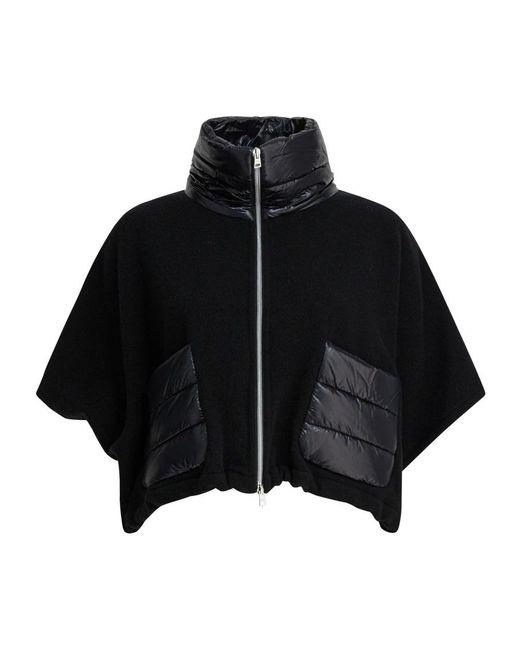 Herno Jassen ,Zwart ,Wol Korte Poncho Van Wol En Kasjmier in het Black