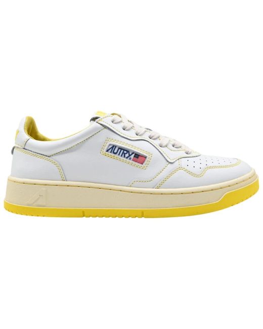 Autry White Gelbe leder low sneakers
