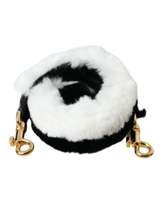 Dolce & Gabbana Zwart Wit Lapland Bont Schouderband in het Black