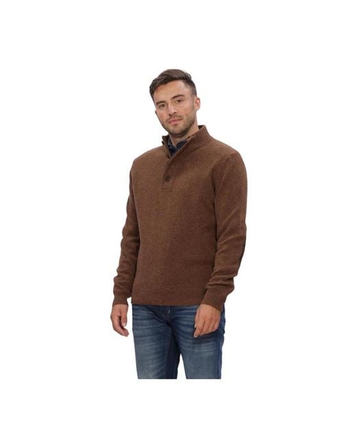 Barbour Essential Patch Half Zip Gestrickter Pullover in Brown für Herren