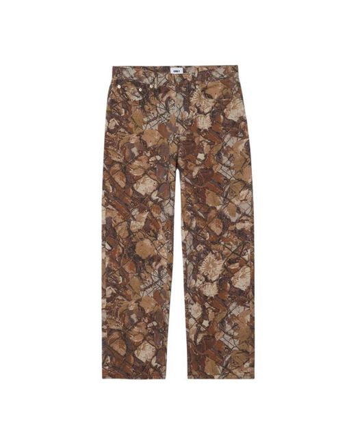 Obey Brown Straight Trousers for men