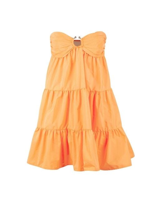 knee length dresses for ladies Genovia Crinkle Orange Mini Dress - US 16