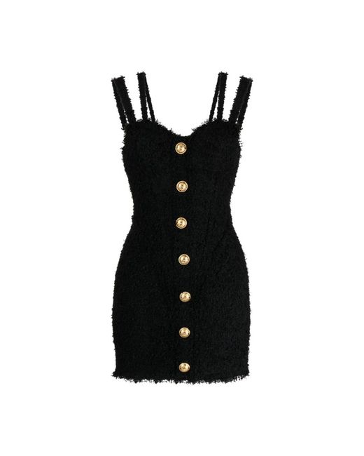 Balmain Kleedjes ,Zwart ,Tweed Zwarte Tweed Minijurk in het Black