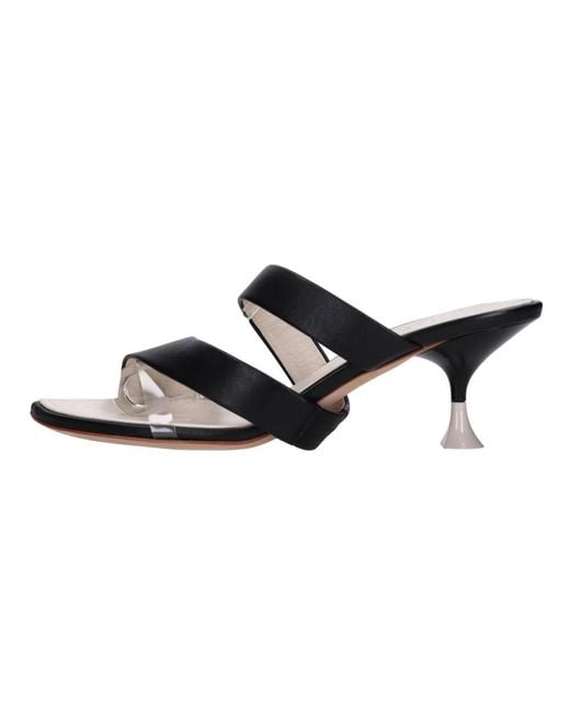 3Juin Black Heeled Mules