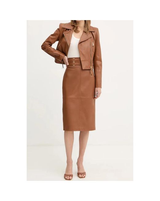 Elisabetta Franchi Brown Leather Jackets