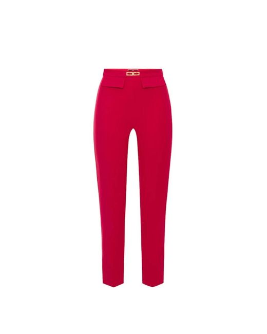 Elisabetta Franchi Red Slim-Fit Trousers