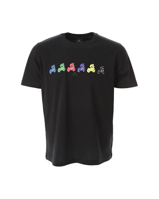Paul Smith Tops ,Zwart ,Katoen Bike Repeat T-Shirt in het Black voor heren