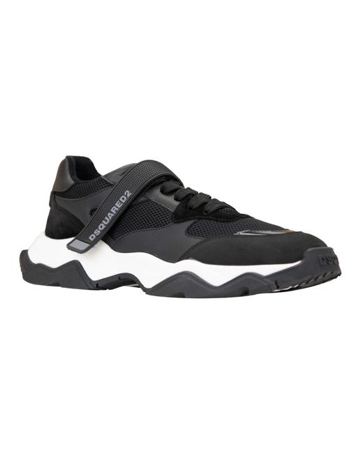 DSquared² Schoenen ,Zwart ,Leer Veterschoenen Met Klittenband in het Black voor heren