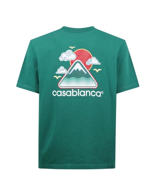 Casablanca Baumwoll-Crewneck T-Shirt Mit Druck in Green für Herren