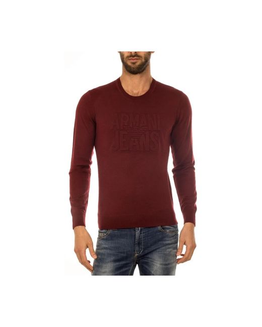 Round-Neck Knitwear Armani Jeans pour homme en coloris Red