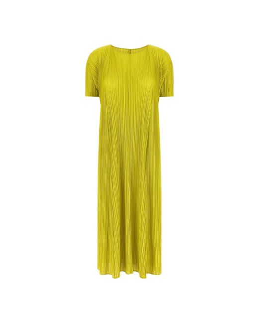 Issey Miyake Yellow Midi Dresses
