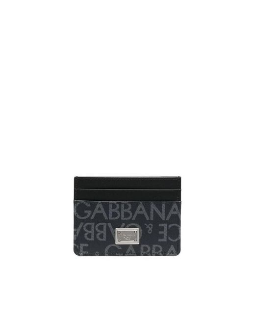 Porta carte con logo plaque di Dolce & Gabbana in Black da Uomo