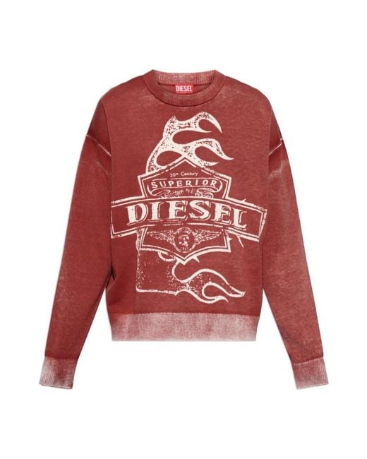 Round-Neck Knitwear DIESEL pour homme en coloris Red