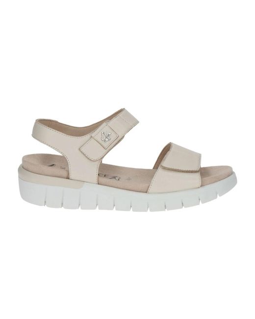 Caprice White Flat Sandals