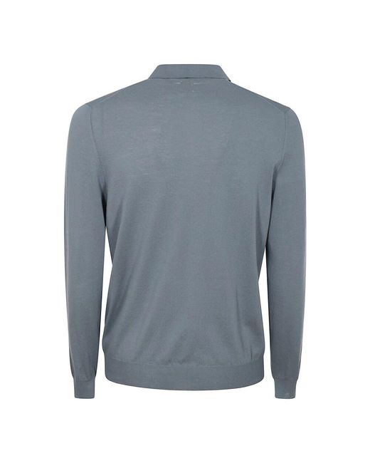hindustrie Langarm Baumwoll-Polo Mit Kragen in Blue für Herren