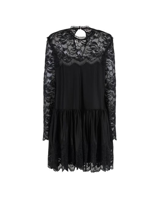 Rabanne Kanten Inzet Viscose Blend Jurk in het Black