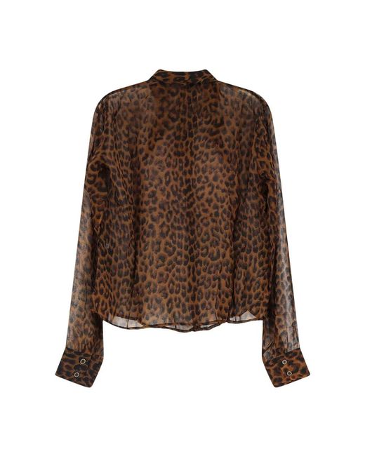 Mes Demoiselles Brown Sheer Printed Button-Up Shirt