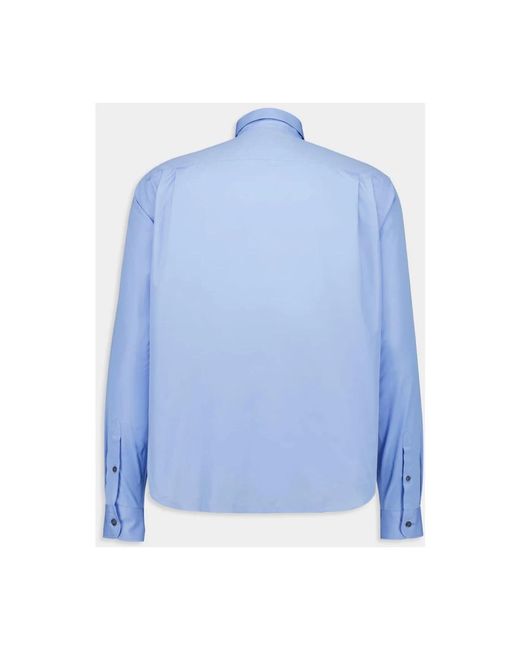Prada Overhemden ,Blauw ,Katoen Katoenen Overhemd Met Parelmoeren Knopen in het Blue voor heren