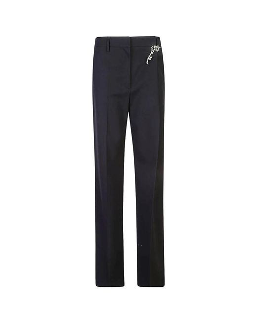 Prada Broeken ,Blauw ,Wol Blauwe Wollen Broek Elegant Chic Broche in het Blue