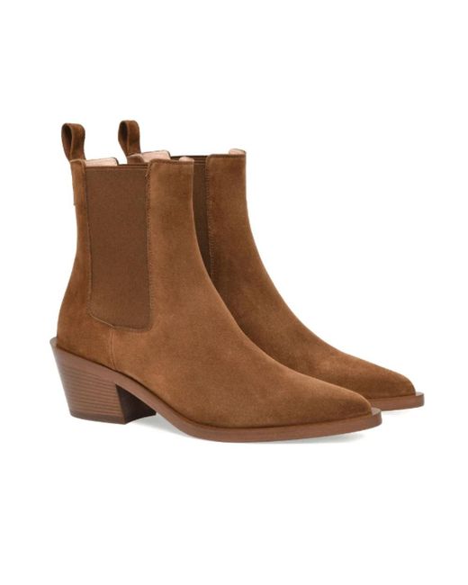 Gianvito Rossi Brown Suede Cuban Heel Cowboy Boots